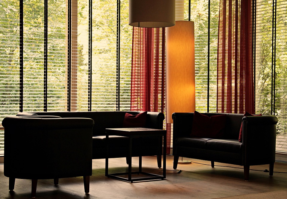 lounge with blinds